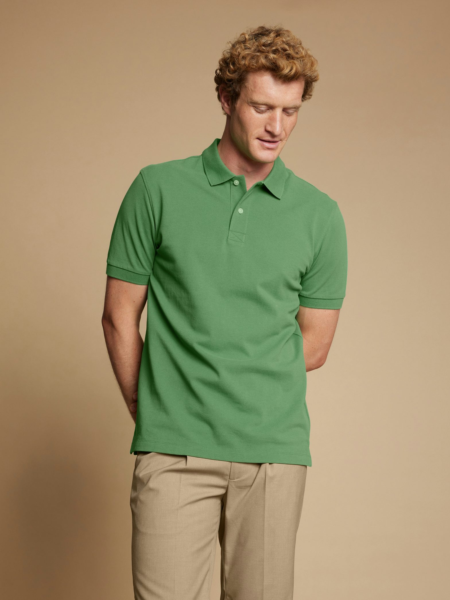 Green Pique Cotton Solid | Men | Dressmann