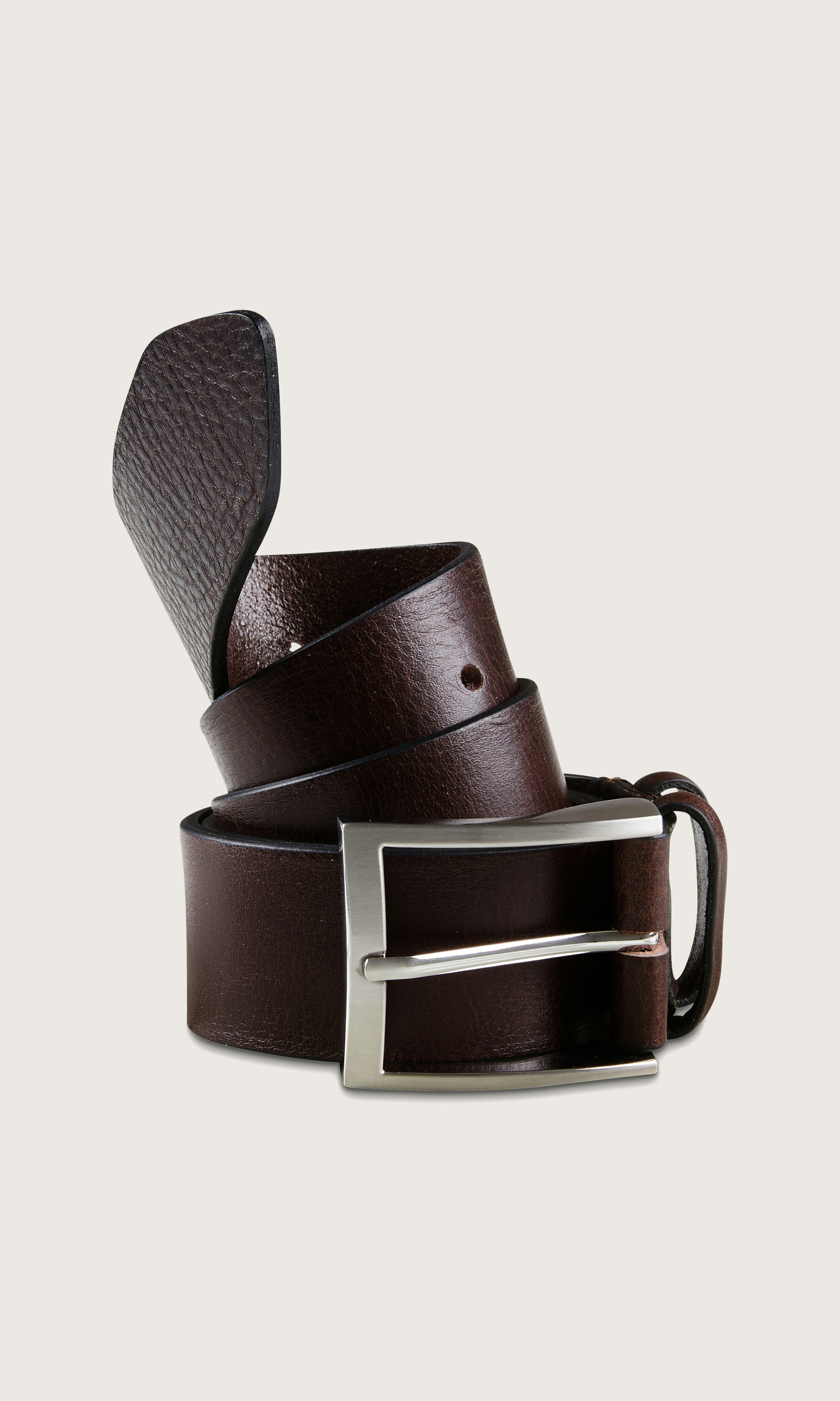 Mörkbrun XL Belt Leather Solid Wide Br | Herr | Dressmann