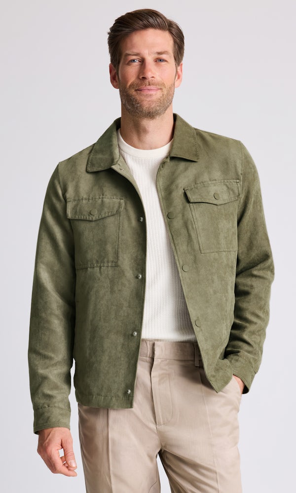 Olivgrün Kunstwildlederjacke Herren