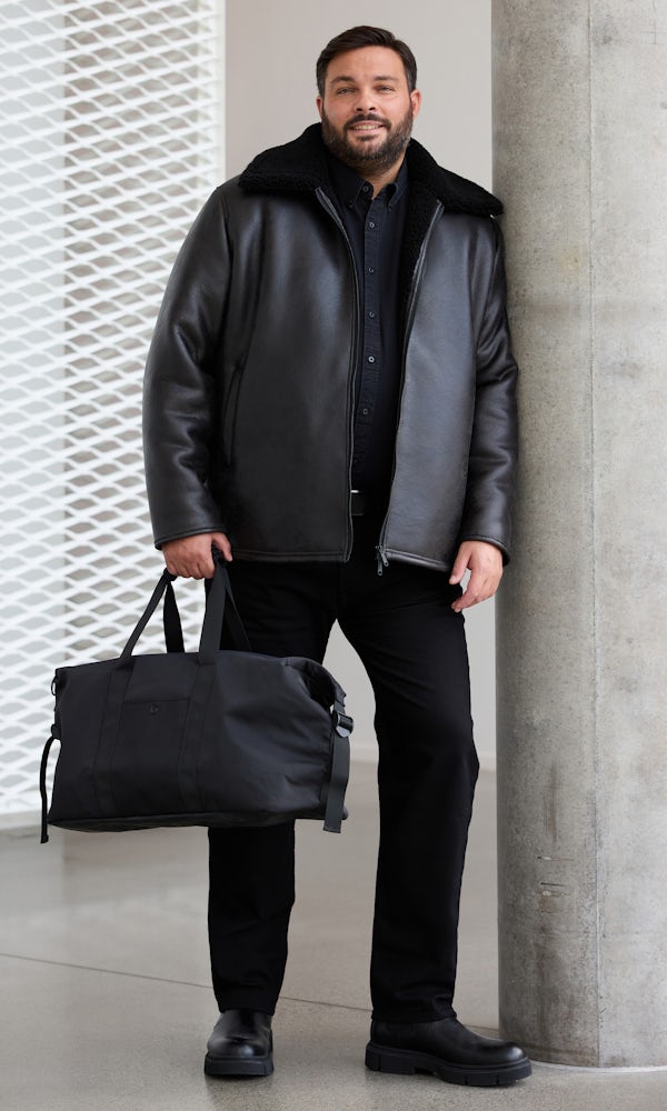 Schwarz Shearling-Pilotenjacke Herren - Main Image