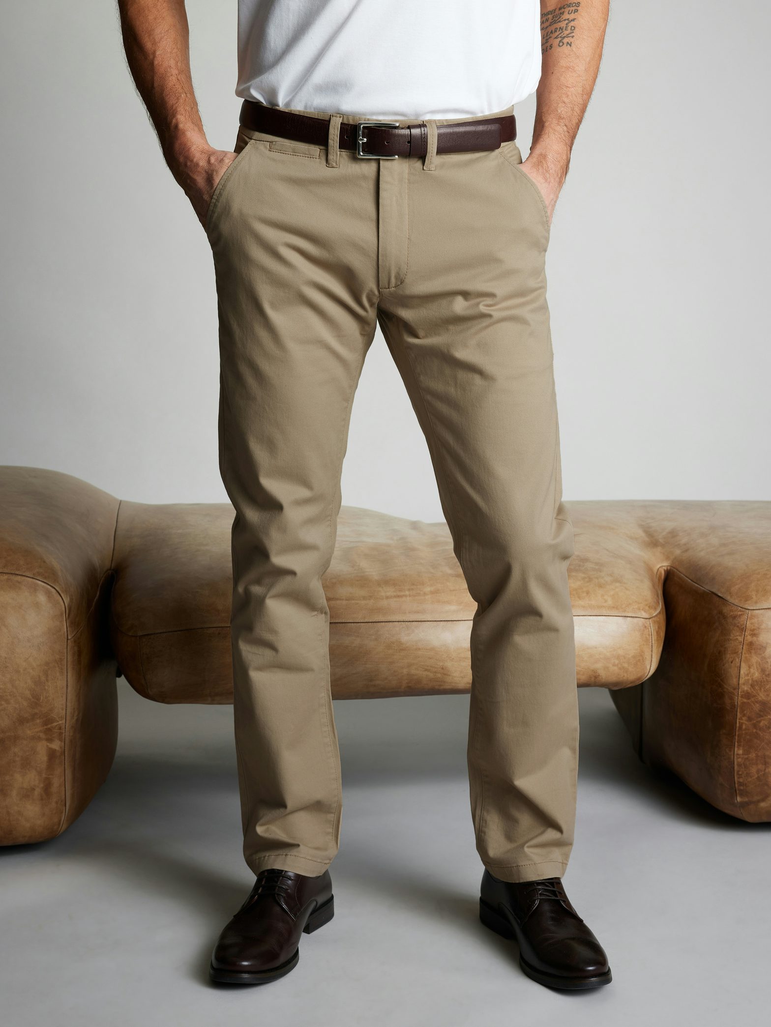 Buy Beige Khaki Stretch Chinos For Men Online In India