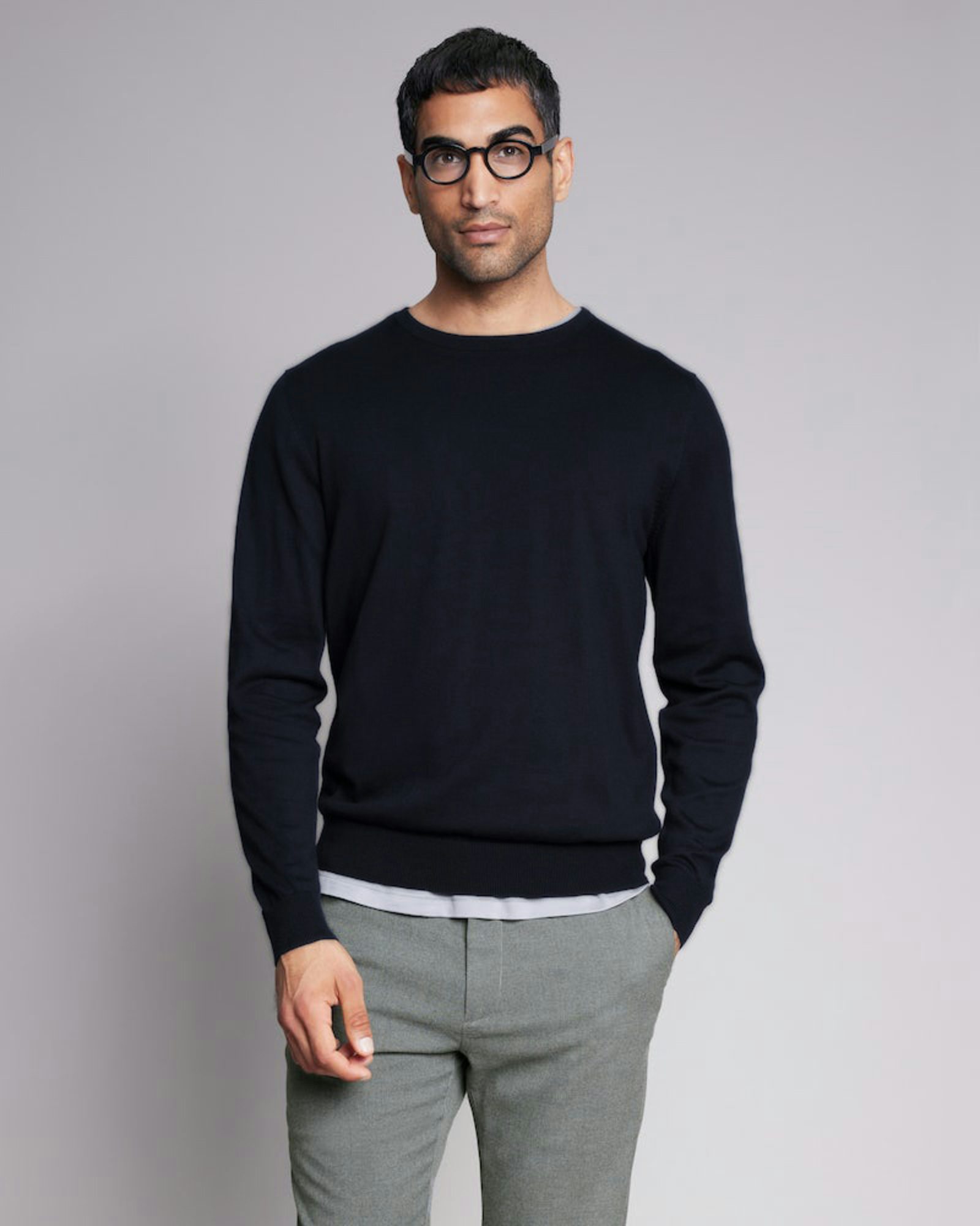 bestemt periode Definition Sweater Supima Cotton RN Navy | Men | Dressmann
